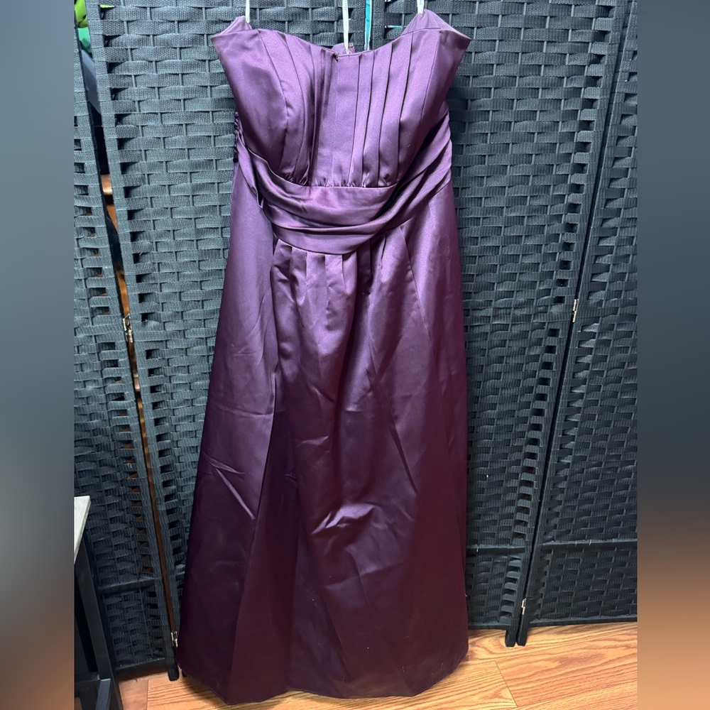David's Bridal Strapless Purple Dress